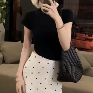 【os&oneshow】korean style summer two piece set – short sleeve top and wide leg pants